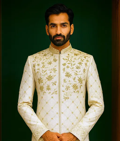 Ivory Royale Floral Sherwani