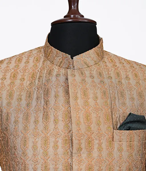 Maharaja Gold Jacquard Sherwani