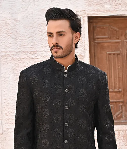 Noir Regal Embroidered Prince Coat