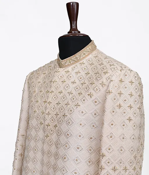 Royal Ivory Brocade Sherwani